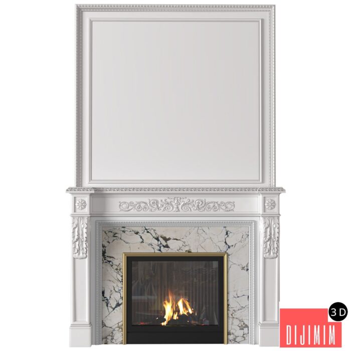 White Fireplace in a classic style. Fireplace in classic style - Görsel 1