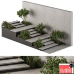 Landscape Furniture stairs with ivy and Garden - Architect Element 57