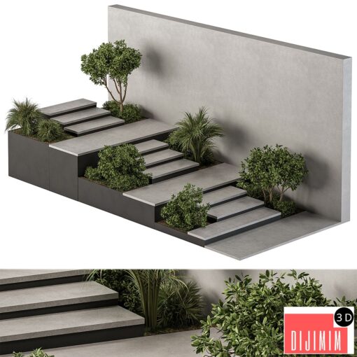 Landscape Furniture stairs with ivy and Garden - Architect Element 57