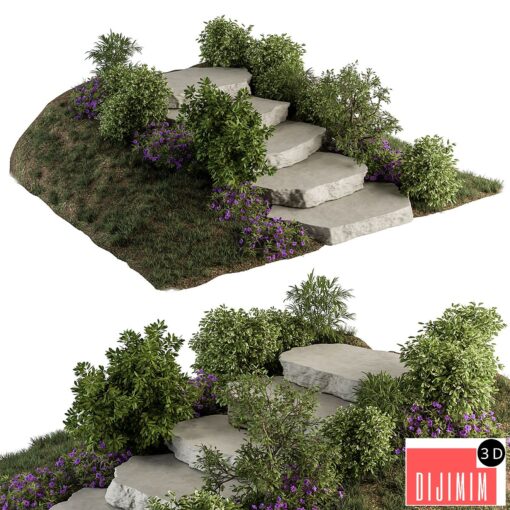 Landscape Furniture Rock stairs with Garden - Architect Element 56