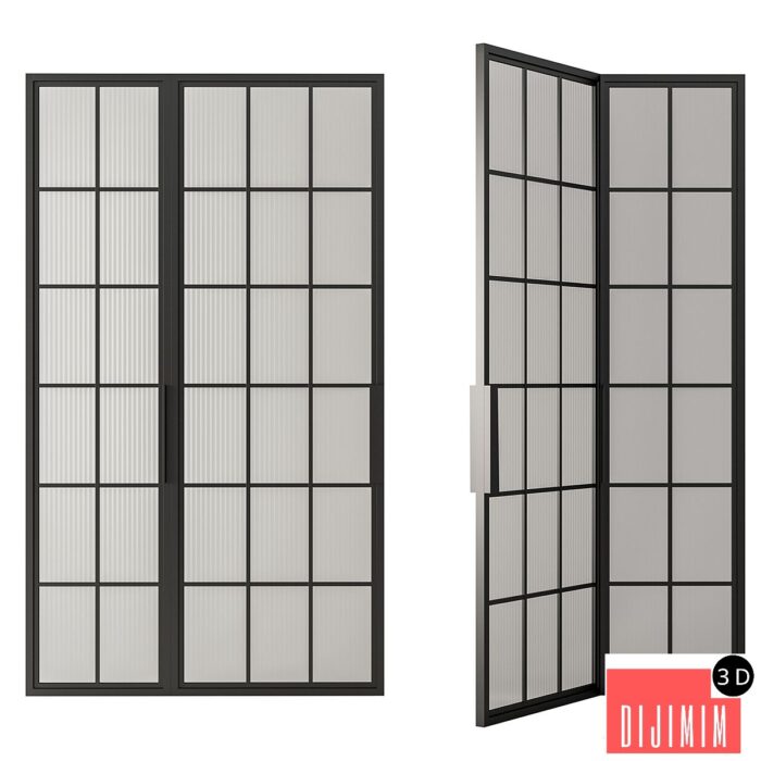 Metal Frame Mate Glass Modern Door - Door Model 45 - Görsel 1