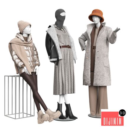 Set of outerwear on mannequins