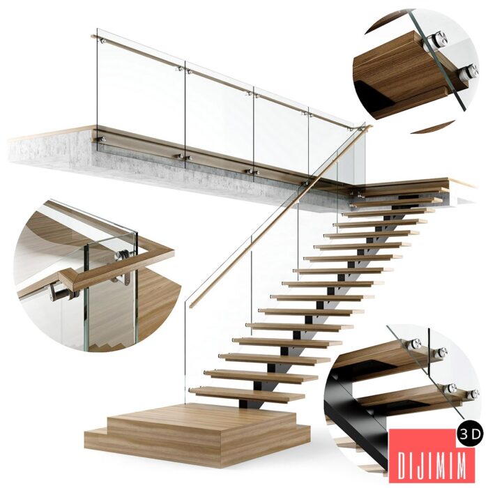 Modern interior stair 06 - Görsel 1