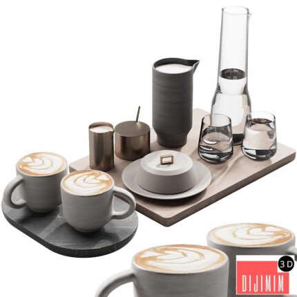 129 eat and drinks decor set 03 coffee and water kit 03