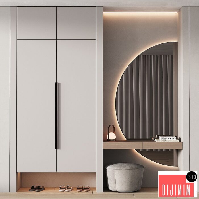 245 hallway zone 07 half round mirror 01 - Görsel 1