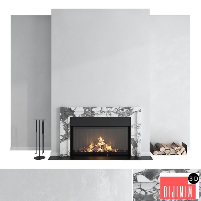 Decorative wall with fireplace set 43 - Görsel 1