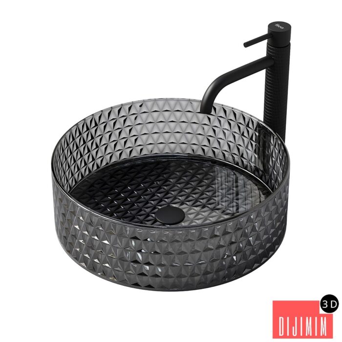 REA Cristal black washbasin with Gusto One tap - Görsel 1