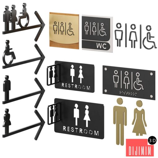 Restroom Directional Door Signs 2