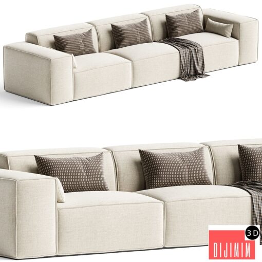 Scandinavian Slipcovered Square Arm Modular Sofa