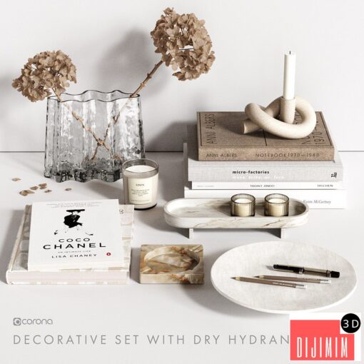 Decorative Set with dry Hydrangea