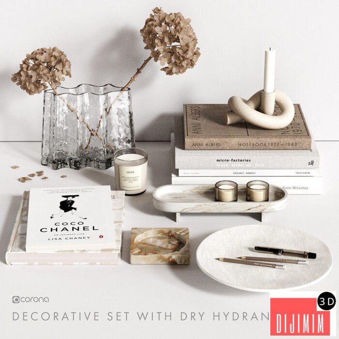 Decorative Set with dry Hydrangea - Görsel 1
