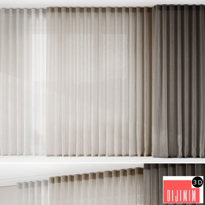 Fine linen curtains on the ceiling cornice - Görsel 1