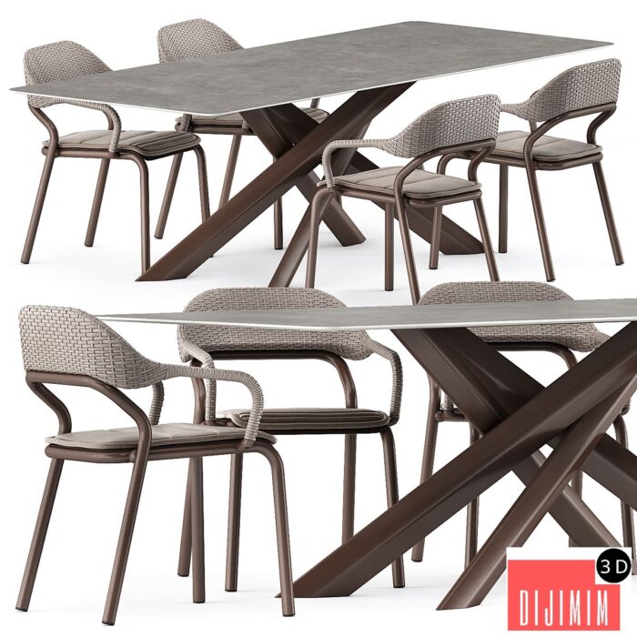 NOSS Armchair and SYSTEM STAR tavolo table by varaschin - Görsel 1
