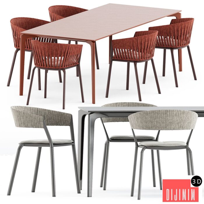 AllSize table and Ria Dining armchair with woven rope by Fast - Görsel 1