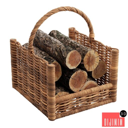 Round Rattan Log Basket