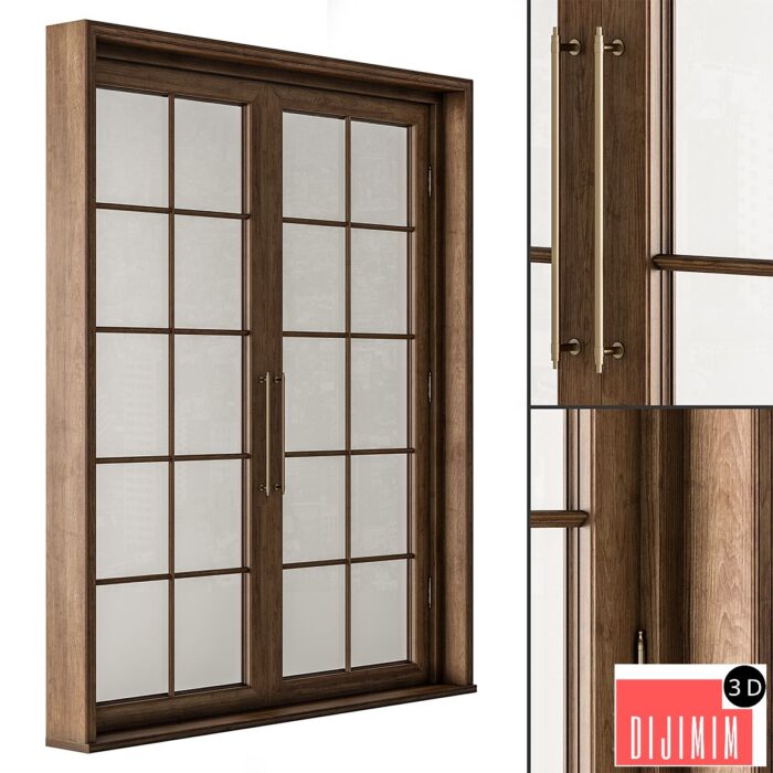 Neo Classic Glass and Wood Door Set 42 - Görsel 1