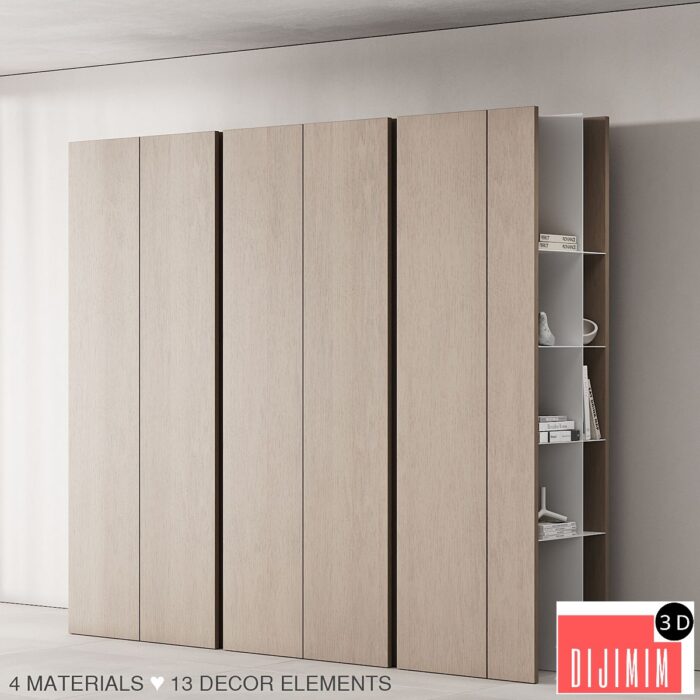 171 cabinet furniture 03 modern cupboard with decor 01 - Görsel 1
