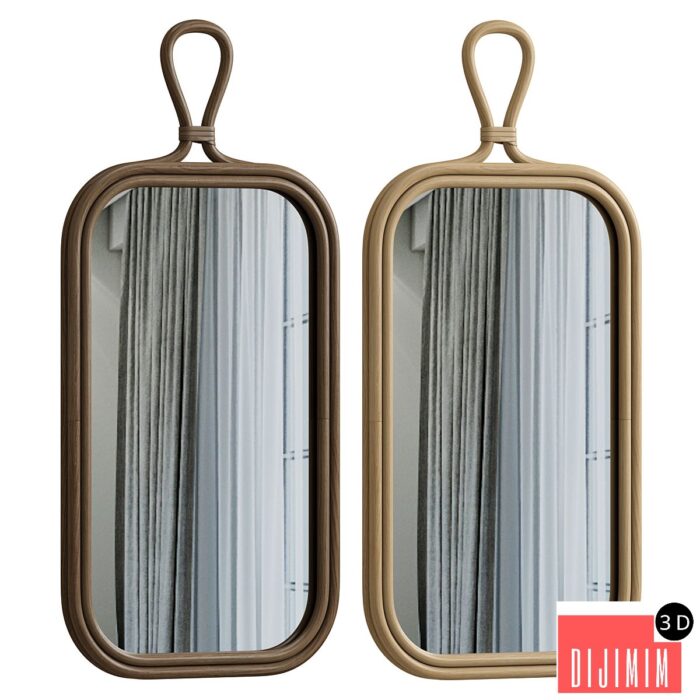 Nogu 25 x 53cm Rattan Rectangular Mirror - Görsel 1