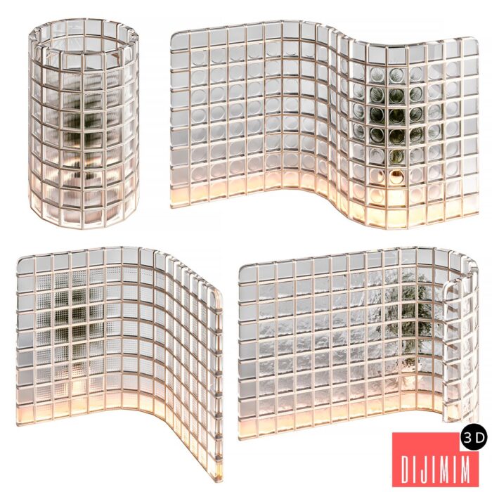 Glass blocks partition zig-zag - Görsel 1
