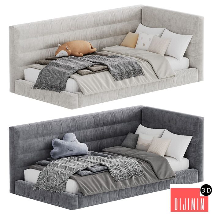 Hudson Upholstered Corner Bed 7 - Görsel 1