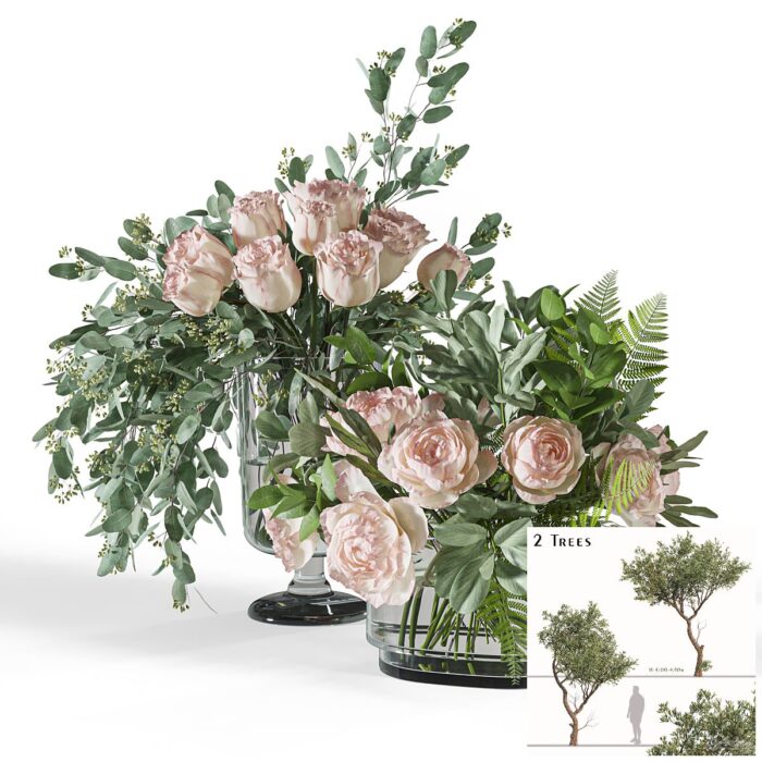 Flower Set 054 Rose seeded eucalyptus - Görsel 1
