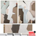 Large Mid-Century Abstract Neutral Wall Art C-871