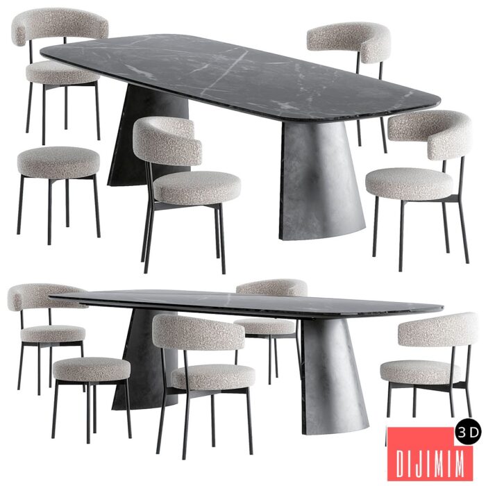 Neuilly chair Torii_table set by Bonaldo - Görsel 1