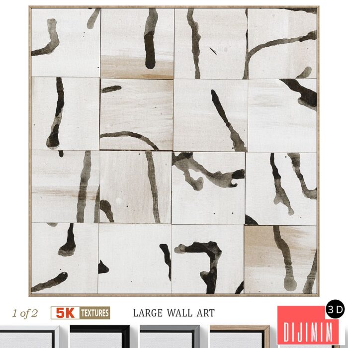 Large Abstract Neutral Wall Art C-921 - Görsel 1
