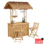 Beach Bamboo Bar with bottles and glasses