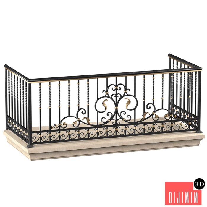 Classic balcony with wrought iron railing.Modern balcony Forged Fence - Görsel 1