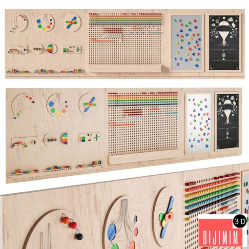 Interactive game board (busyboard) for a children's room