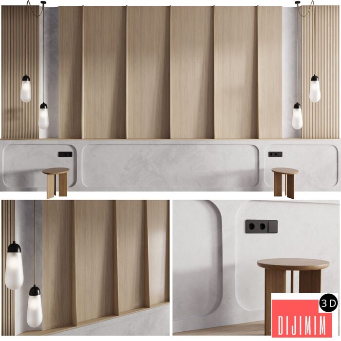 Wall composition Bedroom Headboard 002 - Görsel 1