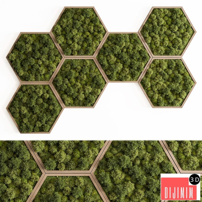 Hexagon Green Wall Panel - Set 79 - Görsel 1