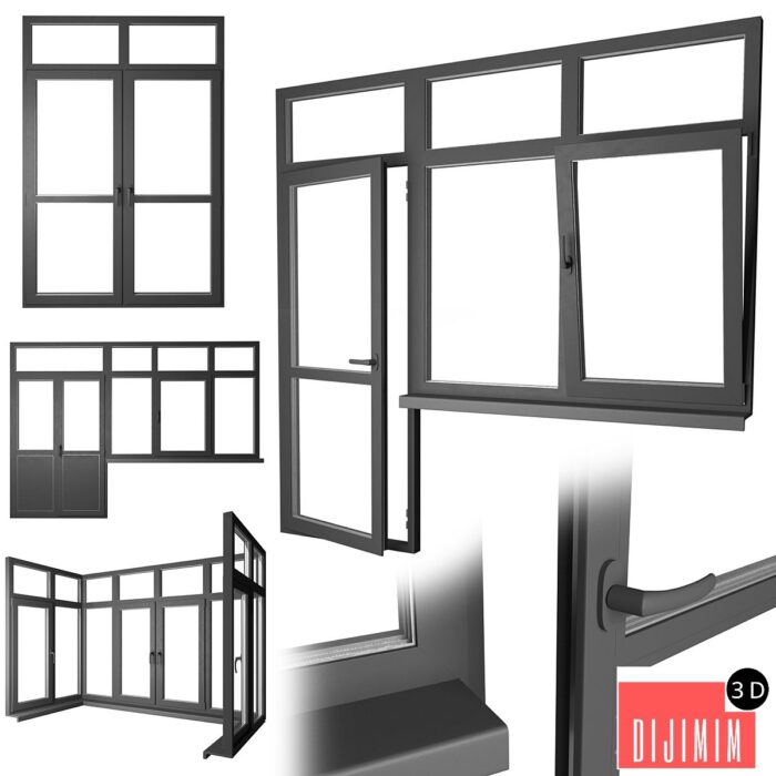 A set of black window panes for a loggia and a balcony - Görsel 1