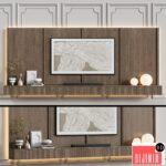 TV wall in neoclassical style with decor 08