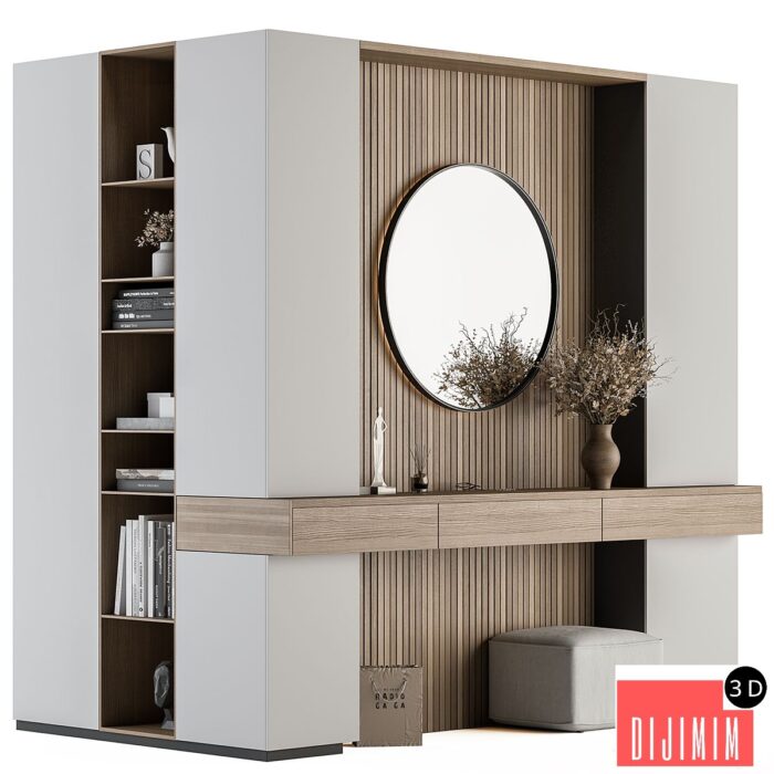 Hallway 37 - L Wardrobe White and Wood Entrance - Görsel 1