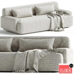 Popus Editions Lena 3 Seater Sofa in Egg Shell Off-White Como Velvet Fabric