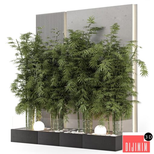 Indoor Wall Bamboo Garden in Concrete Base - Set 1529