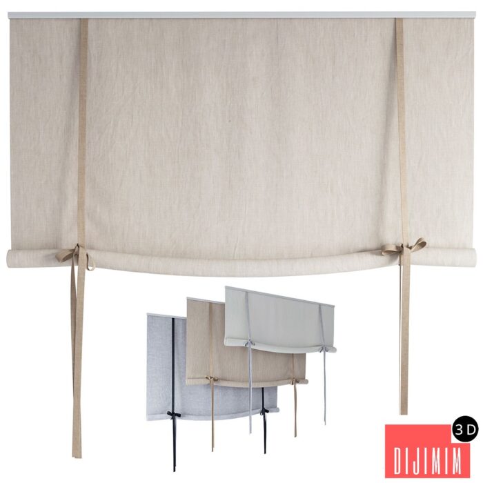 Roman Curtains 194 | Roll-up Curtain | Roller blind with bows - Görsel 1