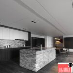 12723. 3D Living Room- Kitchen Interior Model By Tu Dinh Huong