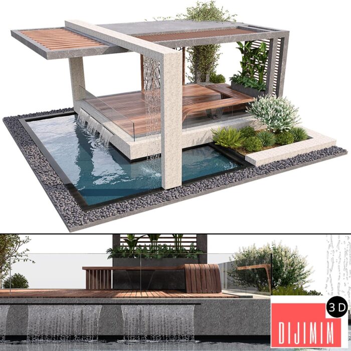 Pergola With Water & Plants - Görsel 1