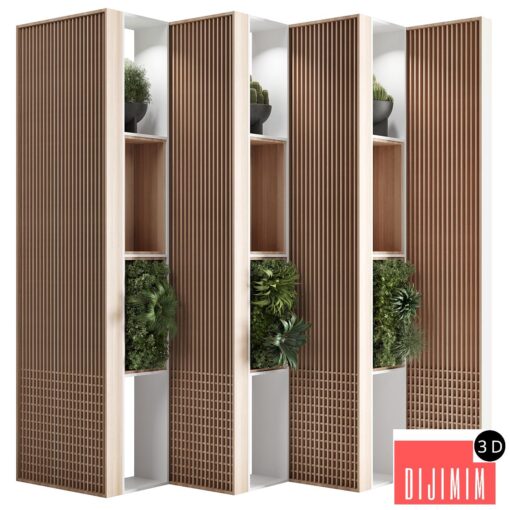 Wooden Partition With Plant 01