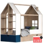 Children bed House with a rack