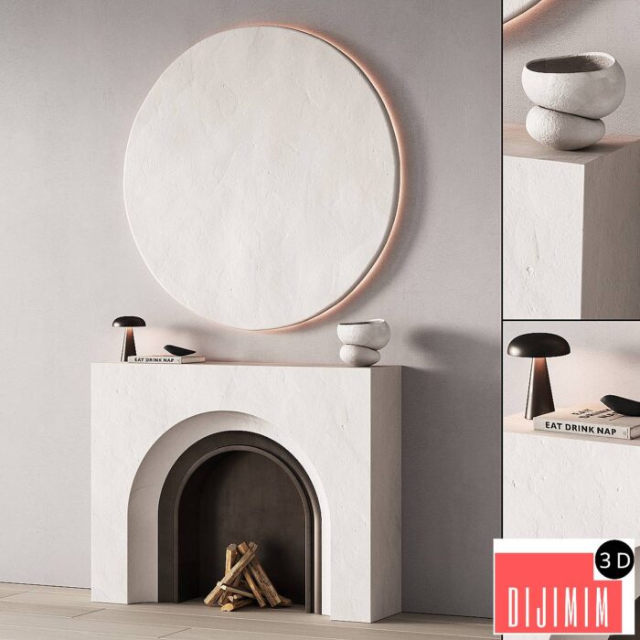 291 fireplace area decorative wall 09 minimal modern classic 00 - Görsel 1