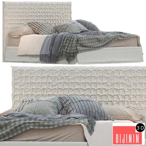 Bed from the factory Bolzan collection Clay headboard in the style of Sheen