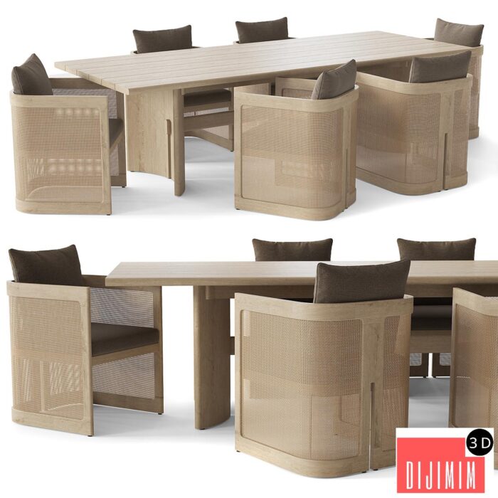 RH TRIESTE TEAK RECTANGULAR DINING TABLE - Görsel 1