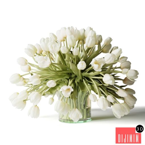 White tulips in a vase, a bouquet of flowers