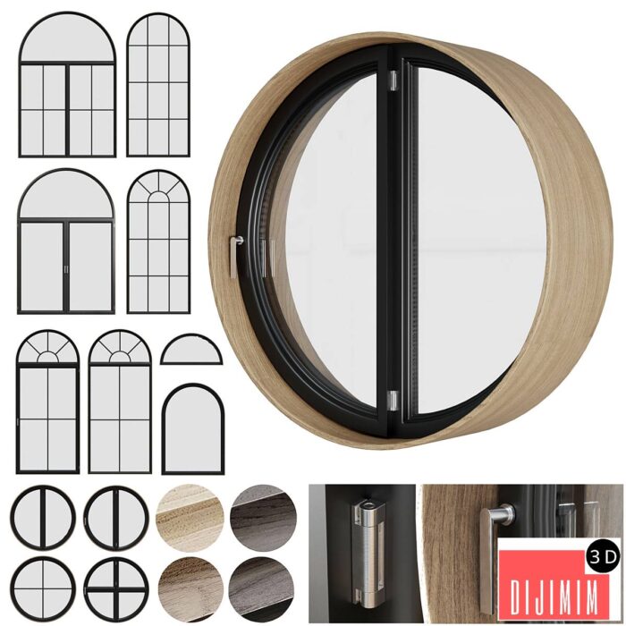 A set of round and circle and arched windows 01 - Görsel 1