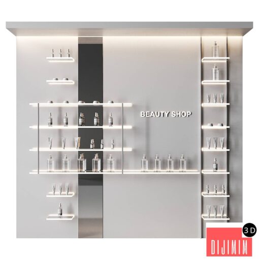 Glowing shelves for a cosmetics store