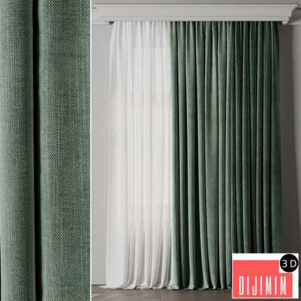 Low width curtains 04 set green